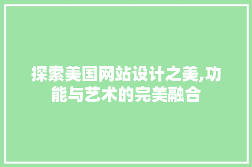探索美国网站设计之美,功能与艺术的完美融合