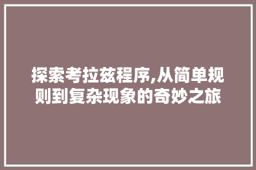 探索考拉兹程序,从简单规则到复杂现象的奇妙之旅