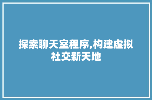 探索聊天室程序,构建虚拟社交新天地