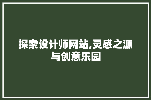 探索设计师网站,灵感之源与创意乐园
