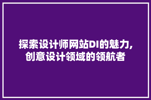 探索设计师网站DI的魅力,创意设计领域的领航者