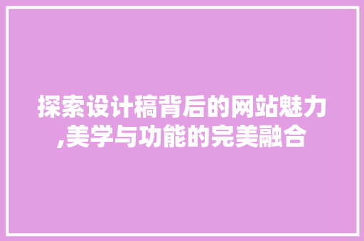 探索设计稿背后的网站魅力,美学与功能的完美融合