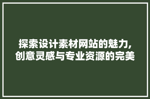 探索设计素材网站的魅力,创意灵感与专业资源的完美融合