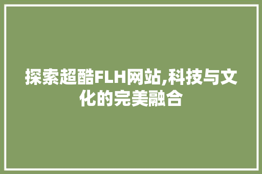 探索超酷FLH网站,科技与文化的完美融合