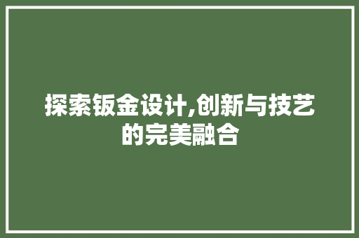 探索钣金设计,创新与技艺的完美融合