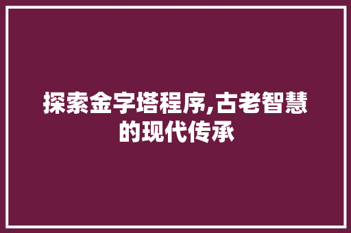 探索金字塔程序,古老智慧的现代传承 探索金字塔程序,古老智慧的现代传承 百度SEO
