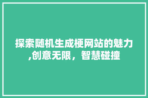 探索随机生成梗网站的魅力,创意无限,智慧碰撞 神马SEO 探索随机生成梗网站的魅力,创意无限,智慧碰撞 探索随机生成梗网站的魅力,创意无限,智慧碰撞 神马SEO