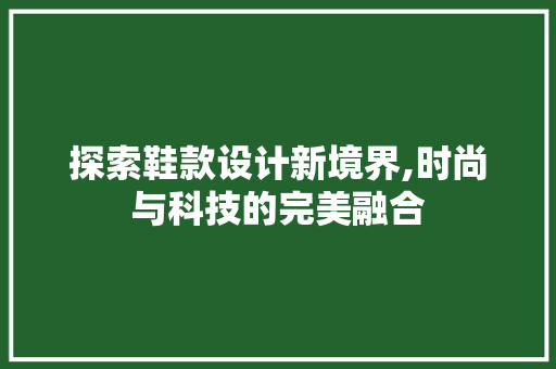 探索鞋款设计新境界,时尚与科技的完美融合
