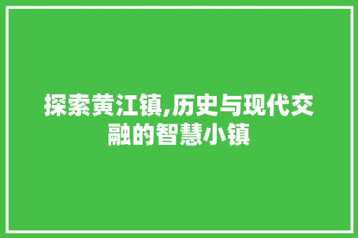 探索黄江镇,历史与现代交融的智慧小镇