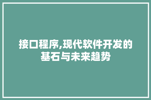 接口程序,现代软件开发的基石与未来趋势