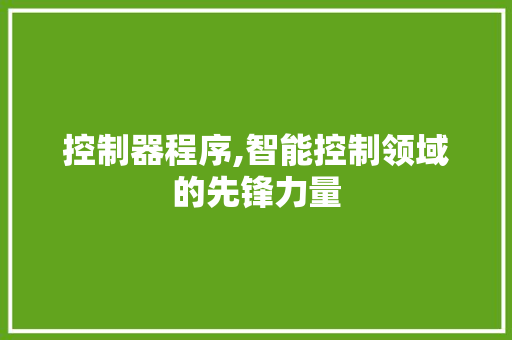 控制器程序,智能控制领域的先锋力量