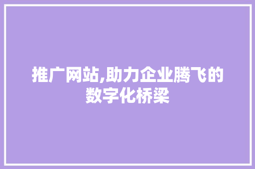 推广网站,助力企业腾飞的数字化桥梁