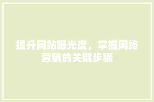 提升网站曝光度，掌握网络营销的关键步骤