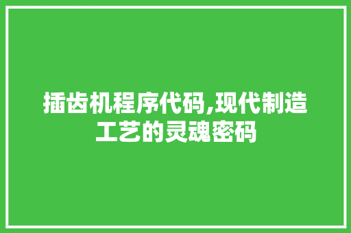 插齿机程序代码,现代制造工艺的灵魂密码