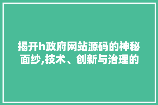 揭开h政府网站源码的神秘面纱,技术、创新与治理的完美结合