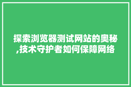 探索浏览器测试网站的奥秘,技术守护者如何保障网络安全