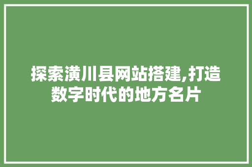 探索潢川县网站搭建,打造数字时代的地方名片