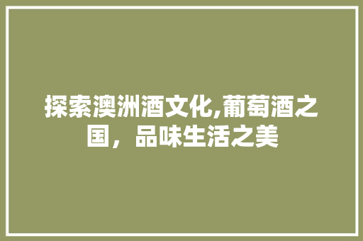 探索澳洲酒文化,葡萄酒之国，品味生活之美 探索澳洲酒文化,葡萄酒之国，品味生活之美 SEO关键词
