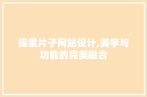 探索片子网站设计,美学与功能的完美融合