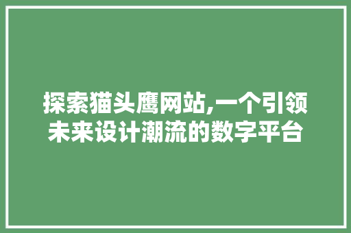 探索猫头鹰网站,一个引领未来设计潮流的数字平台