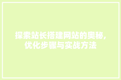探索站长搭建网站的奥秘,优化步骤与实战方法