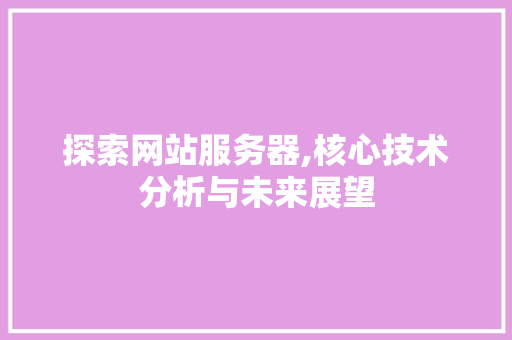 探索网站服务器,核心技术分析与未来展望