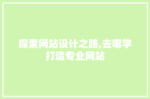 探索网站设计之路,去哪学打造专业网站 探索网站设计之路,去哪学打造专业网站 网站建设公司
