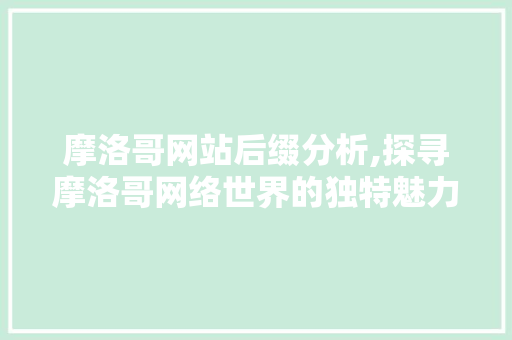 摩洛哥网站后缀分析,探寻摩洛哥网络世界的独特魅力