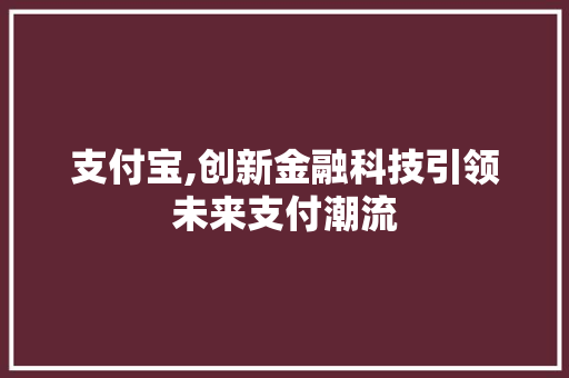 支付宝,创新金融科技引领未来支付潮流