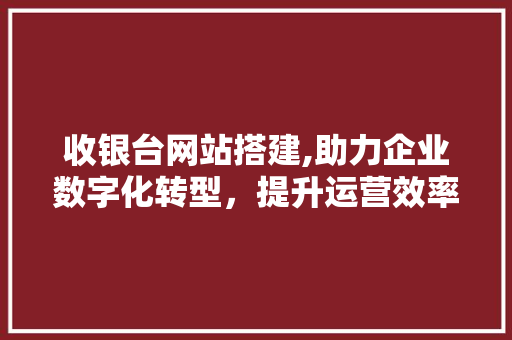 收银台网站搭建,助力企业数字化转型，提升运营效率 收银台网站搭建,助力企业数字化转型，提升运营效率 网站建设公司