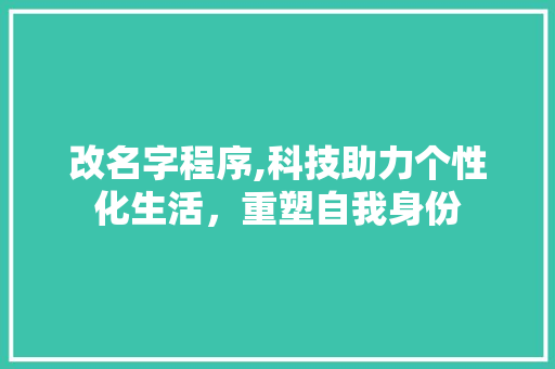 改名字程序,科技助力个性化生活，重塑自我身份