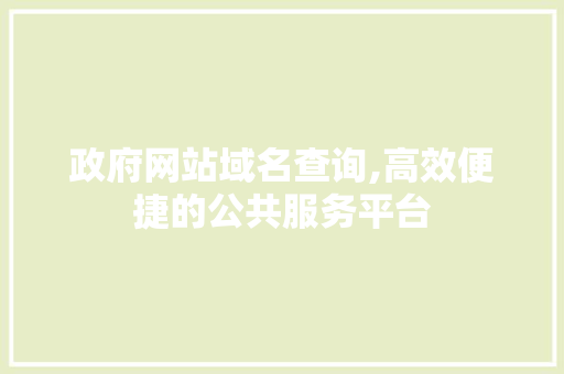 政府网站域名查询,高效便捷的公共服务平台