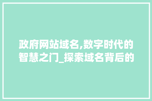 政府网站域名,数字时代的智慧之门_探索域名背后的价值与意义