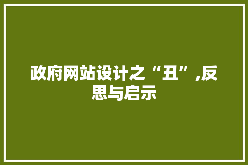 政府网站设计之“丑”,反思与启示