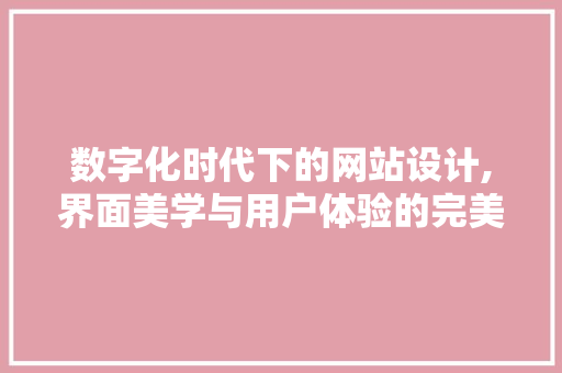 数字化时代下的网站设计,界面美学与用户体验的完美融合 数字化时代下的网站设计,界面美学与用户体验的完美融合 必应SEO