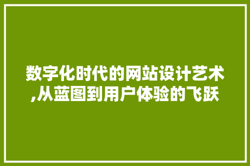 数字化时代的网站设计艺术,从蓝图到用户体验的飞跃