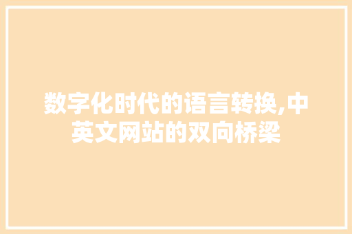 数字化时代的语言转换,中英文网站的双向桥梁