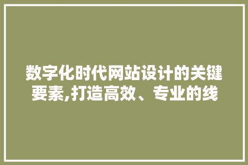数字化时代网站设计的关键要素,打造高效、专业的线上平台