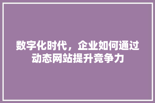数字化时代，企业如何通过动态网站提升竞争力 数字化时代，企业如何通过动态网站提升竞争力 百度SEO