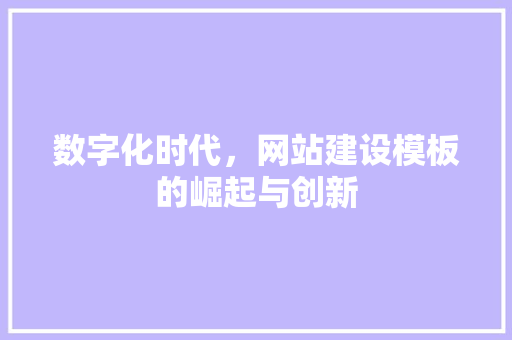 数字化时代，网站建设模板的崛起与创新