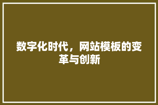 数字化时代，网站模板的变革与创新