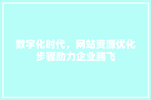 数字化时代，网站资源优化步骤助力企业腾飞