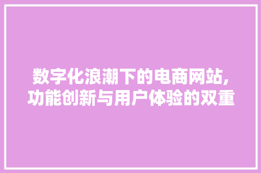 数字化浪潮下的电商网站,功能创新与用户体验的双重优化 数字化浪潮下的电商网站,功能创新与用户体验的双重优化 网站建设公司