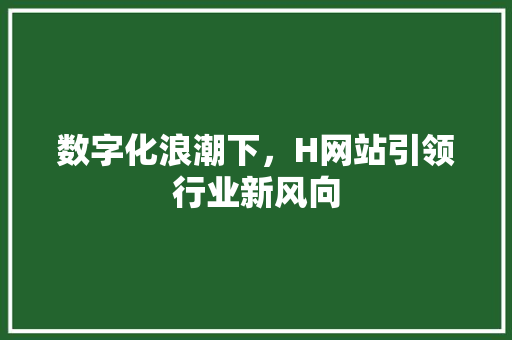 数字化浪潮下，H网站引领行业新风向 数字化浪潮下，H网站引领行业新风向 神马SEO