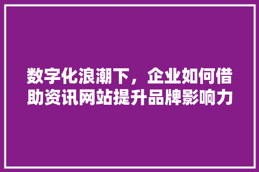 数字化浪潮下，企业如何借助资讯网站提升品牌影响力