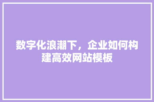 数字化浪潮下，企业如何构建高效网站模板