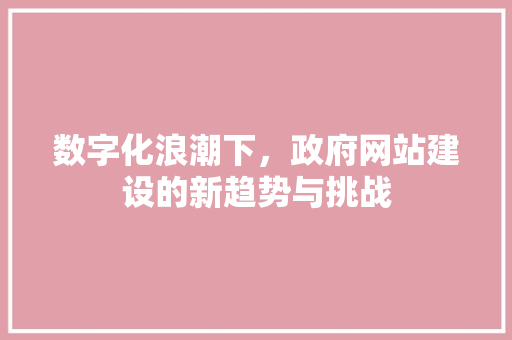 数字化浪潮下，政府网站建设的新趋势与挑战