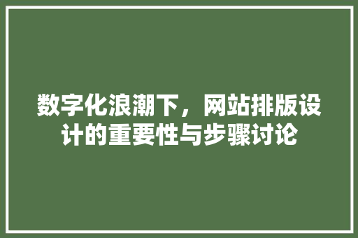 数字化浪潮下，网站排版设计的重要性与步骤讨论