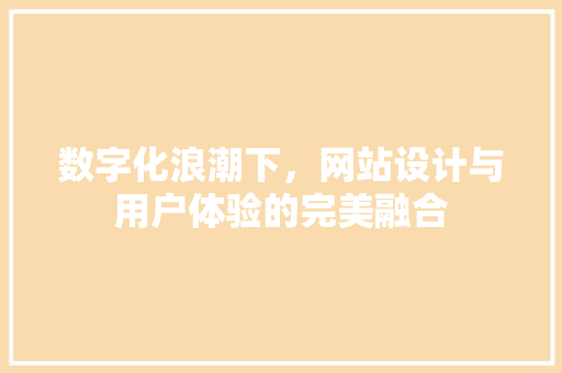 数字化浪潮下，网站设计与用户体验的完美融合 数字化浪潮下，网站设计与用户体验的完美融合 神马SEO