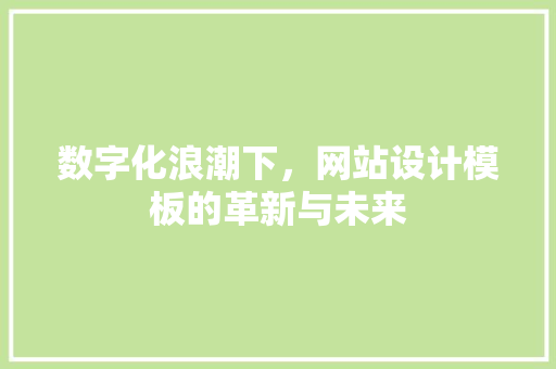 数字化浪潮下，网站设计模板的革新与未来 数字化浪潮下，网站设计模板的革新与未来 SEO关键词